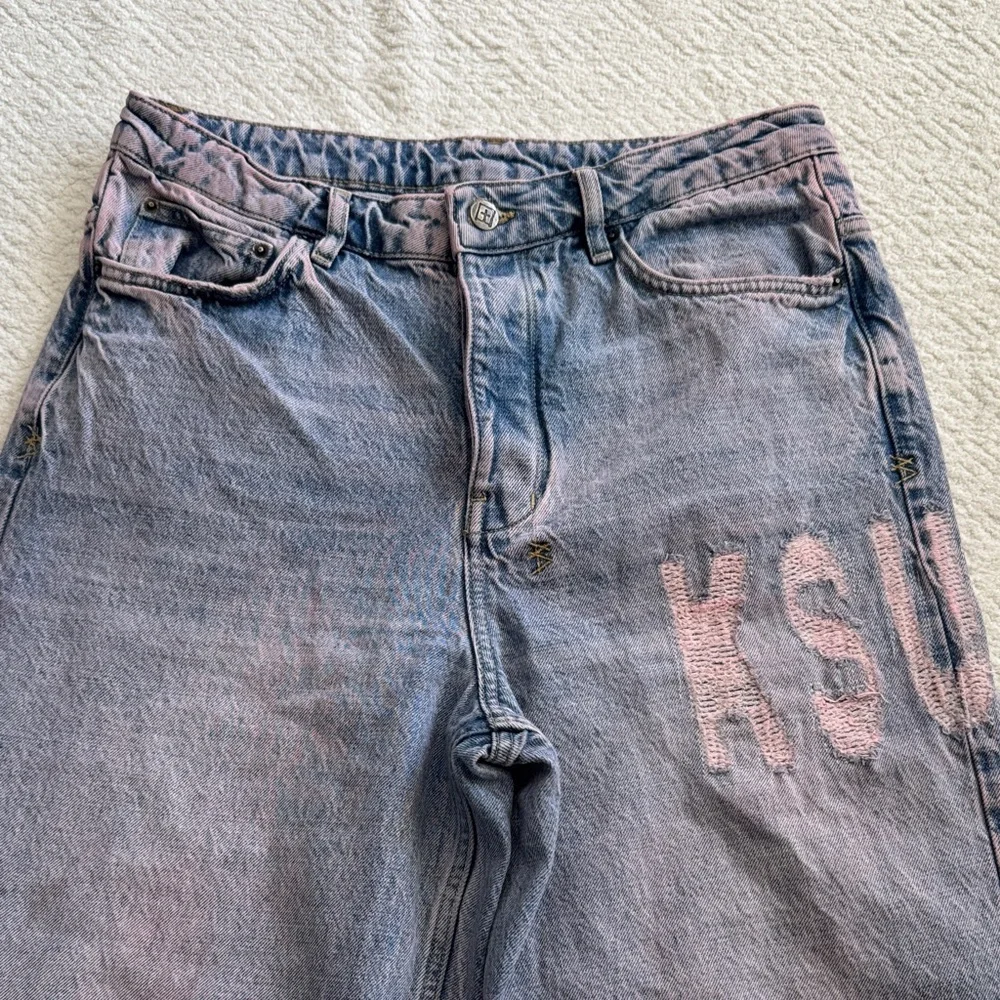 Ksubi Relaxed Wide Leg Jeans in Faded Blue Sz 32